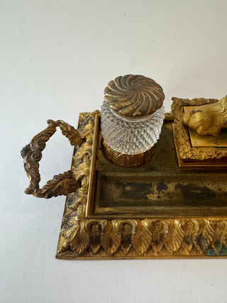Antique French gilt bronze inkwell
