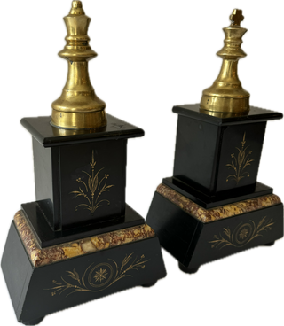 Large antique chess piece bookends