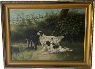 Original oil of dogs on canvas