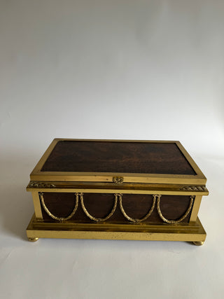 Large Italian wooden and brass box