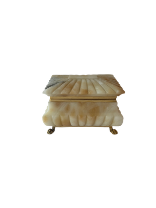 Alabaster jewelry casket with feet