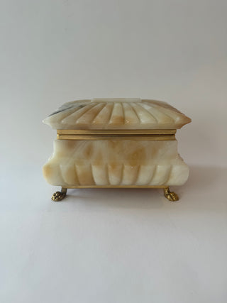 Alabaster jewelry casket with feet