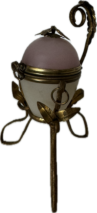 Small French Opaline egg jewelry casket