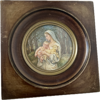 Antique French Mary & Jesus painting