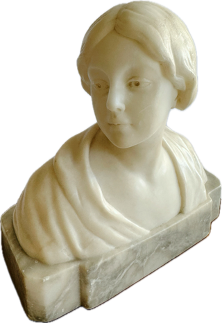 Marble and alabaster bust signed