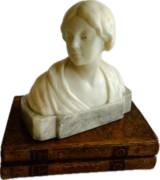 Marble and alabaster bust signed